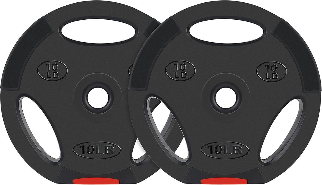 Signature Fitness Vinyl Standard 1-Inch Plate Weight Plate for Strength Training and Weightlifting, 10-Pound, Pair
