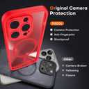 TOCOL for Phone 15 Pro Max Case, Compatible with Magsafe Charger, Full Camera Protection, Drop Protection, Translucent Matte Phone Case for iPhone 15 Pro Max 6.7 inch (Red)