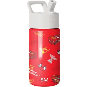 Simple Modern Disney Pixar Lightning McQueen Kids Water Bottle with Straw Lid | Reusable Insulated Stainless Steel Cup for Boys, Girls, School | Summit Collection | 14oz, Cars Lightening Speed