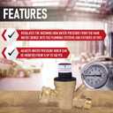 RV Water Pressure Regulator with Gauge Adjustable 3/4" Water Hose Valve - RV Camper Water Pressure Regulator, Trucks, Trailer - Trailer Water Pressure Gauge
