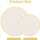 80pcs Ivory Plastic Plates with Gold Rim, Cream Heavy Duty Fancy Party Plates, 40 Dinner and 40 Dessert Plate for Party, Wedding, Deaded Disposable Plate