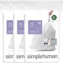Simplehuman Code C 60 Count, Dispenser Pack Custom Fit Liners, Drawstring Trash Bags, 10-12 Liter / 2.6-3.2 Gallon, White