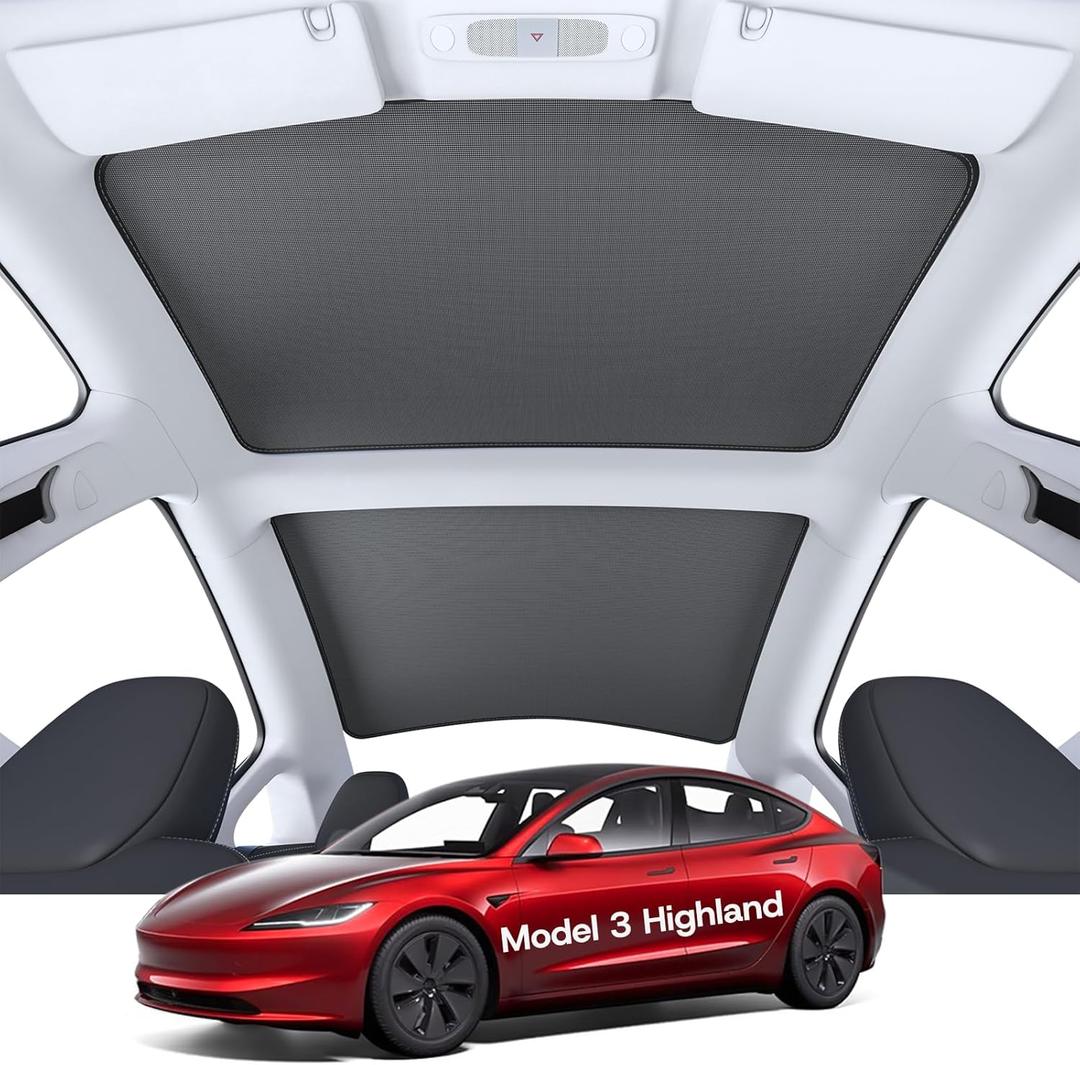 Upgrade Sunshade Roof for Tesla Model 3 Accessories 2025 2024, [No Gaps & Never Sag] Foldable Heat Insulation Sunroof Cover for Tesla Model 3 Highland 2025-2pcs
