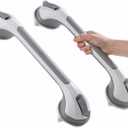 TAILI Grab Bars for Bathtubs and Showers 2 Pack Suction Grab Bar, Heavy Duty Shower Handle Removable Bath Handrails for Seniors and Elderly, Bathroom Safety Grip No Drilling Waterproof,Grey