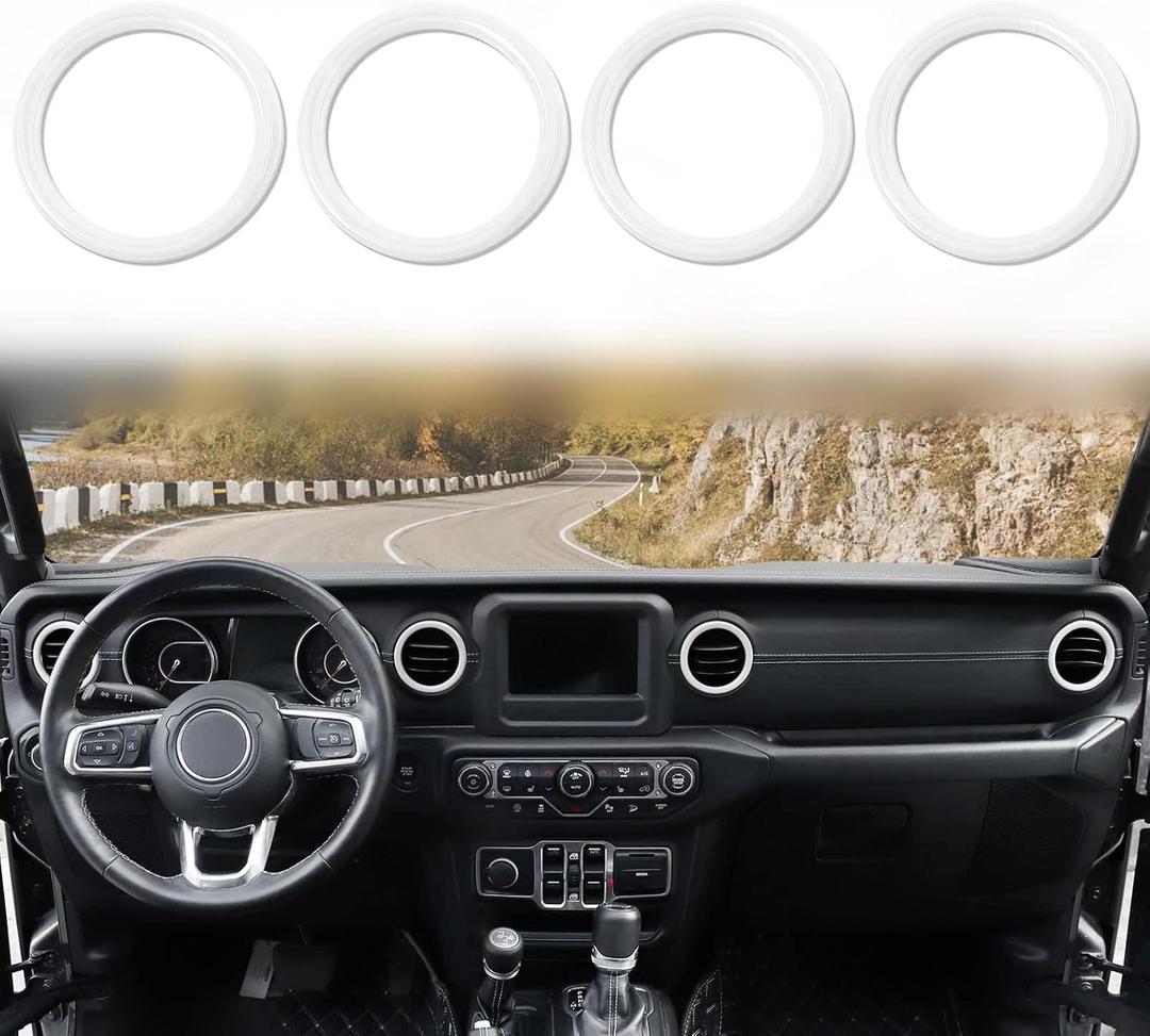 Voodonala for Jeep JL Dash Air Conditioning Vent Outlet Bezel Ventilation Grille Embellishment Trim for 2018-2023+ Jeep Wrangler JL JLU Gladiator JT Trunk Interior Accessories, ABS White