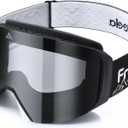 Freela Ski Goggles- Frameless, Magnetic OTG Snow Goggles Interchangeable Lens UV400 Protection Anti-Fog for Adult Men Women (Grey Lens Vlt 28%)