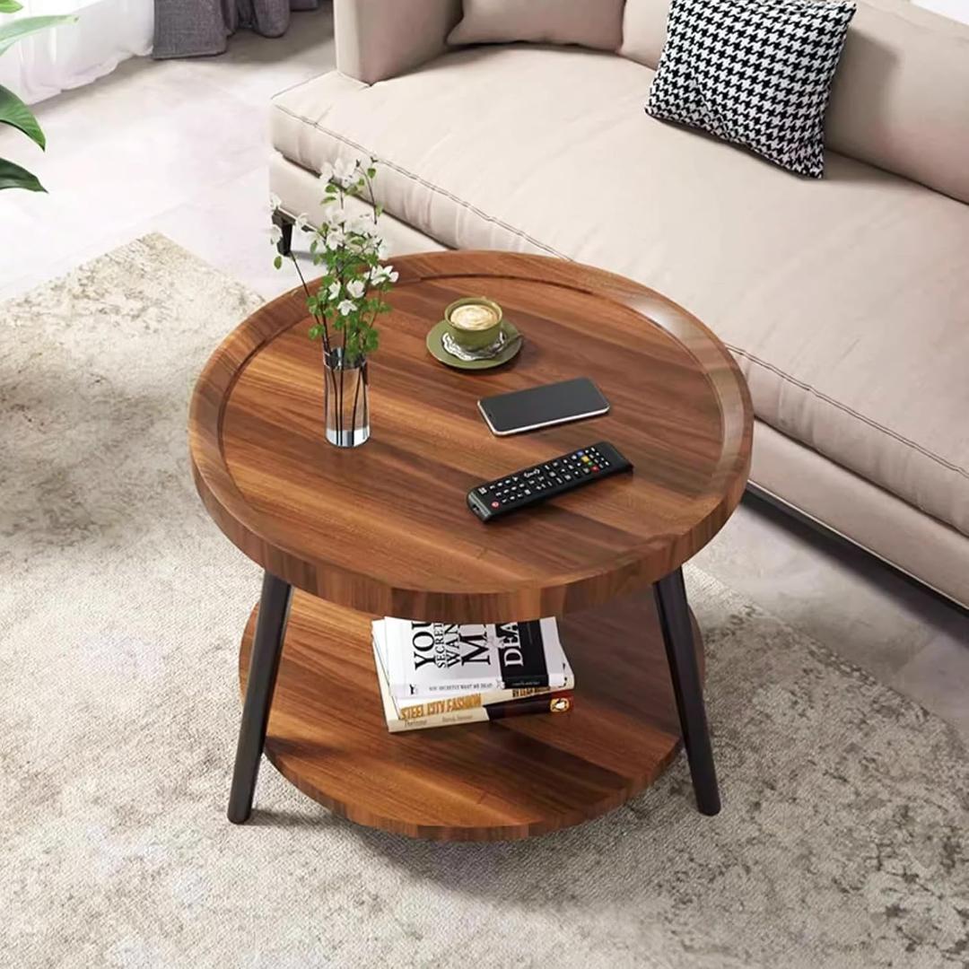 2-Tier Round Coffee Table, 24 in Living Room Center Table