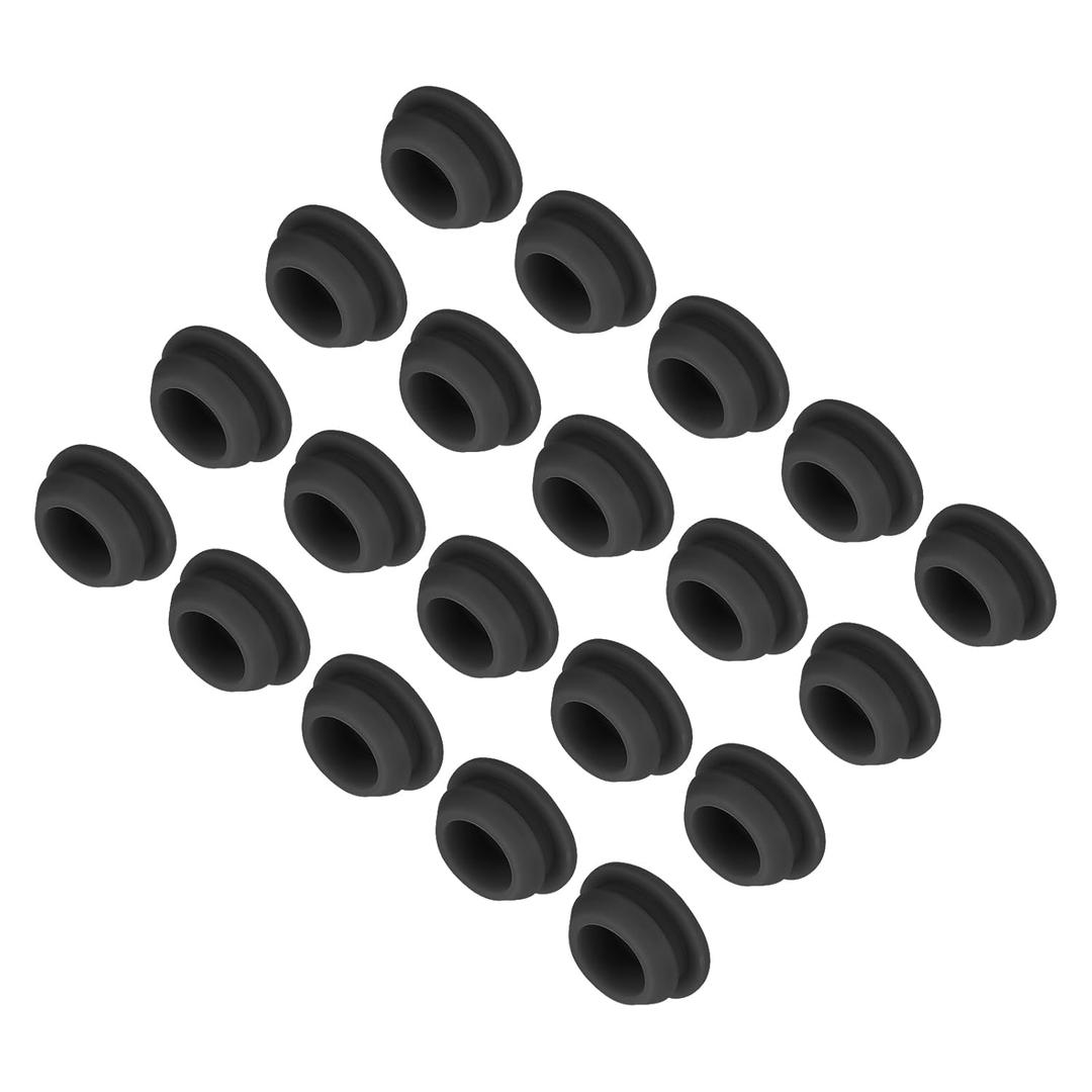 MECCANIXITY 30pcs Silicone Snap in Locking Hole Plugs,12mm/0.5 Inch Mounting Diameter Narrow Groove Width 2mm Panel Seal Cover Round for Kitchen Bulkheads Waterproof Sealing Plugs Black