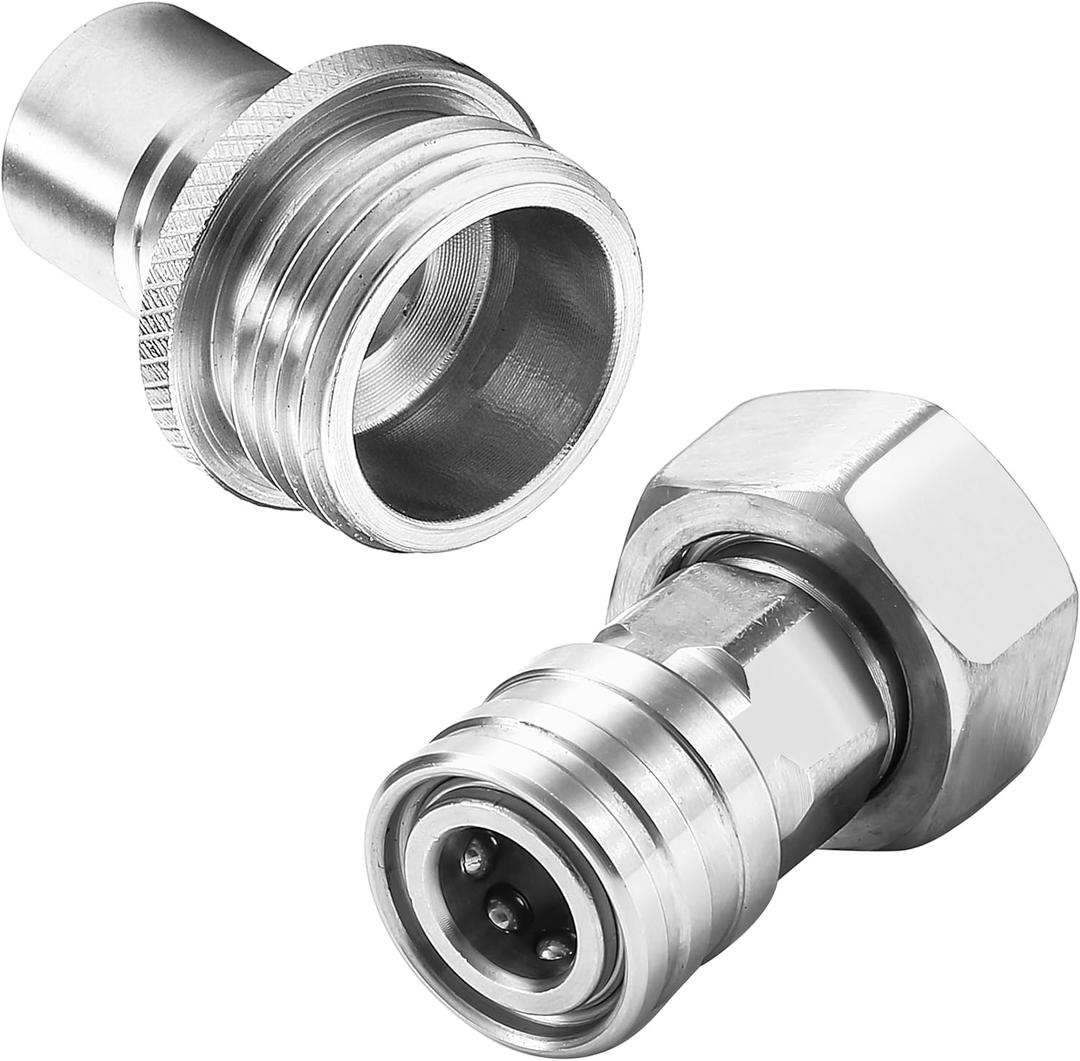 Tool Daily Garden Hose to Pressure Washer Adapter, 3/4 GHT Female to 1/4 Quick Connect, 3/4 GHT Male to 1/2 Quick Plug, Stainless Steel, 2 Pcs