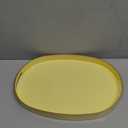 Spsyrine Yellow Plastic Serving Tray for Ottoman, Coffee Table, Oval Decorative Tray for Entertaining, Outdoor, Living Room, Home Decor (15.5" x 10.6" x 1.4")
