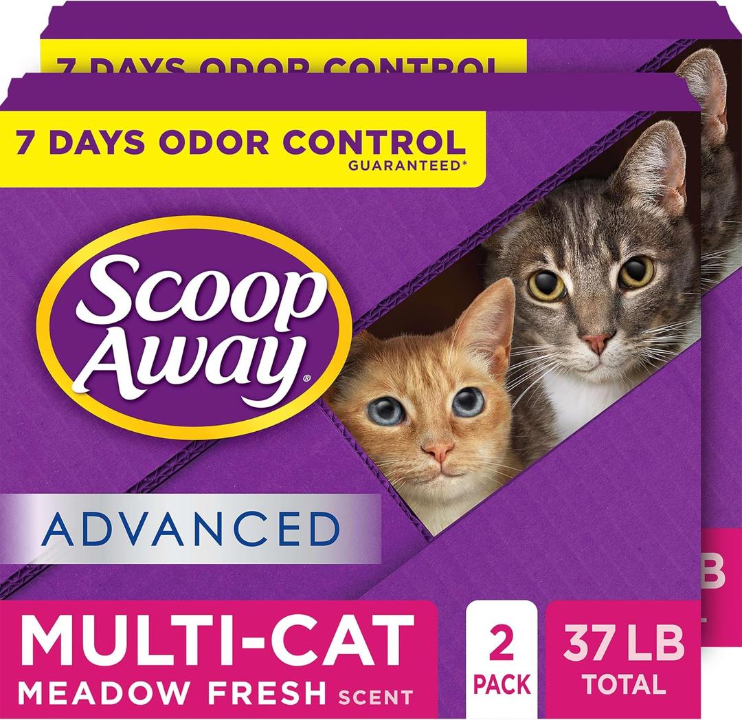 Scoop Away Advanced Multi-Cat Clumping Cat Litter, Meadow Fresh Scent, Pack of 2, 18.5 Pounds