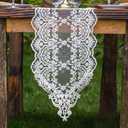 ARTABLE Rectangle Table Runner Lace Macrame Embroidered Table Runners with Exquisite Vintage Shabby Chic for Holiday Wedding Long Dinner Tables (White, 12 x 120 Inch)