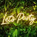 Kavaas Lets Party Neon Sign for Wall Decor - 16.5''x 6.9'' Let's Party Small Neon Signs for Birthday, Wedding, Bachelorette, Engagement Party Decorations (Warm White)