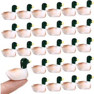 50 Pcs Mini Resin Mallard Mini Ducks Tiny Ducks Figurines Bulk for Garden Micro Landscape Doll House Aquarium Potted Ornament DIY Craft Project Bonsai Moss Terrarium (Mallard)