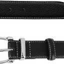 Leather Belt for Women with Silver Buckle Casual Waist Belt for Jeans pants Dress (Black, S)