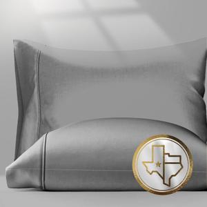 Texas Linen Co. 100% Egyptian Cotton Pillow Cases Standard/Queen Size Set of 2 - Luxury 1500 Thread Count Sateen Dark Grey Pillow Cases, Silky Soft Cotton Pillowcases Fits Standard & Queen Pillows