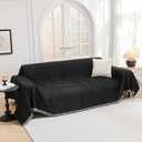 MYSKY HOME Black Couch Covers, Couch Cover 2 Cushion Sofa Pet Couch Cover for Sofa, Sectional Couch Covers L Shape Throw Sofa Cover, Soft Washable Pets Covers for 2 Cushion, 71"x118", Black