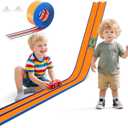 15 Ft Flexible Race Track for Kids Portable Car Race Track Starter Set with Suction Cups, Rolls Up Easy, Compatible with 1/64 Diecast Cars, Birthday Gift for Boys & Girls Ages 3+ (Orange&Blue)