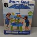 Water Sand Table with Umbrella for Toddler Kids - 3-Tier Summer Toys, Outdoor Backyard Beach Poolside Playset with Stable Design, Sensory Learning Activity Game Gifts for Boys Girls(Indigo)