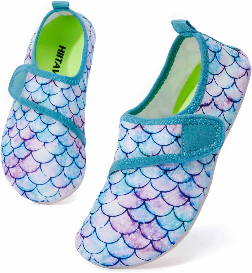 HIITAVE Kids Water Shoes Non-Slip Beach Swim Barefoot Quick Dry Aqua Pool Socks for Boys & Girls Toddler (1-1.5 Little Kid, Tp Aqua/Mermaid Scales) HIITAVE Kids Water Shoes Non-Slip Beach Swim Barefoot Quick Dry Aqua Pool Socks for Boys & Girls Toddler (1-1.5 Little Kid, Tp Aqua/Mermaid Scales)