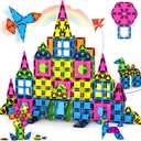 250 PCS 3D STEM Educational Magnetic Tiles for Kids Magnetic Blocks for Kids Magnetic Building Blocks Set (Christmas)