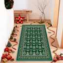 Artoid Mode Green Xmas Tree Mistletoe Christmas Area Rug, Winter Home Decor Low-Profile Non-Slip Washable Large Rug for Living Room Bedroom Farmhouse Dining Room Kids Playroom 3x5 Feet