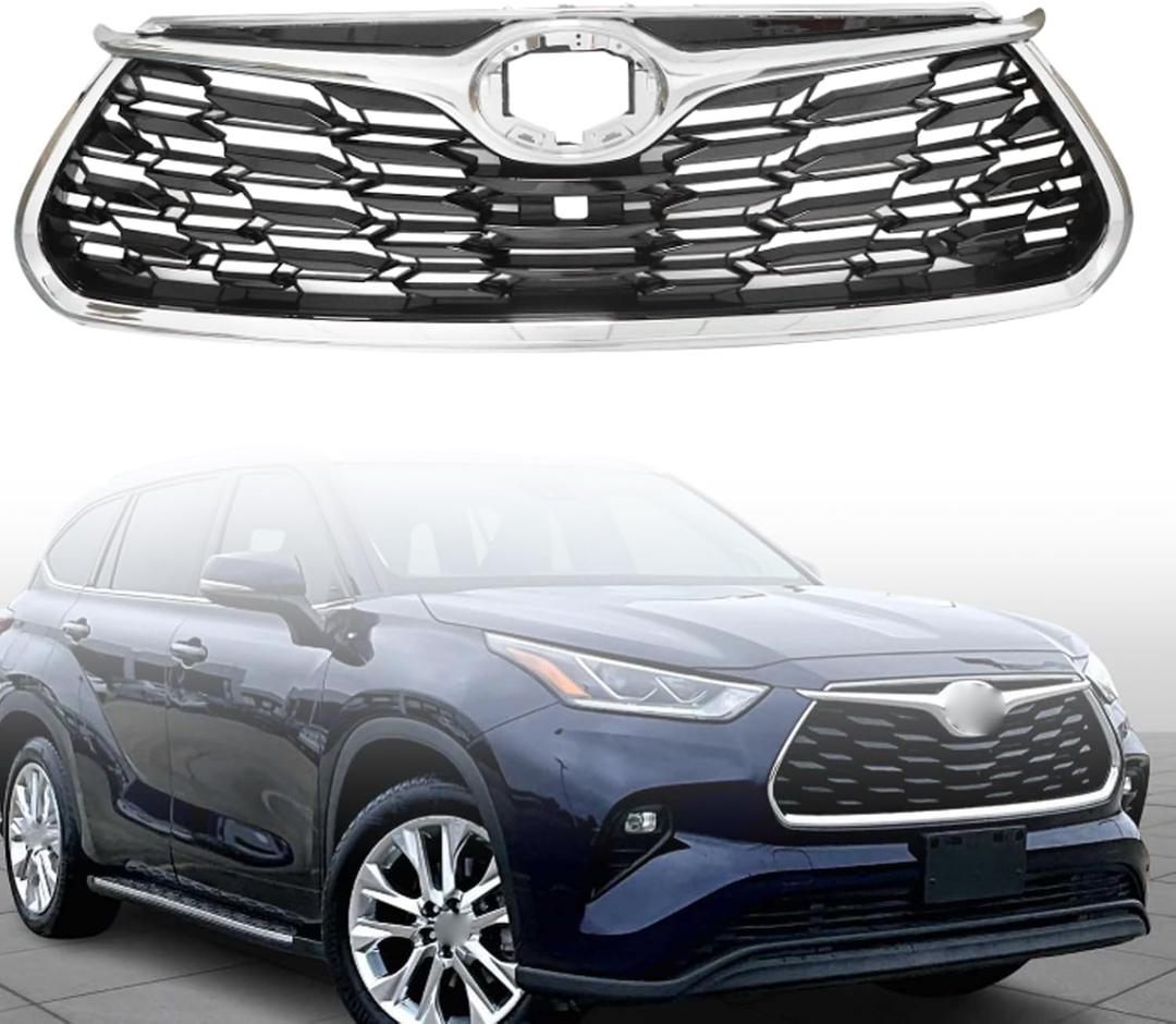 GXARTS Black Upper Front Bumper Grille Assembly 531010E330 Compatible with Toyota Highlander 2020-2022