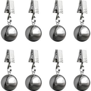 8 Pack Heavy Duty Tablecloth Weights, Rust Proof Stainless Steel Balls with Clips, Weights for Curtain, Outdoor Picnic Table, Flags