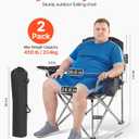 VEVOR Oversized Camping Folding Chair, Portable Heavy Duty Outdoor Quad Lumbar Back Padded with Side Pockets, Cup Holder and Cooler Bag for Beach, Lawn, Picnic, Fishing, Backpacking, 2 Pack, 24.8"D x 38.6"W x 39"H