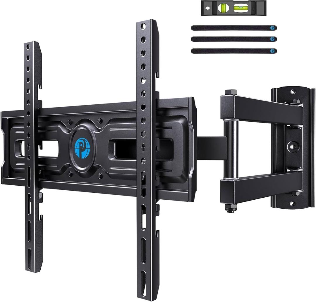 Pipishell Full Motion TV Wall Mount for Most 26-65 inch Flat & Curved TVs up to 77 lbs, Adjustable Bracket Height, Corner TV Mount with Single Articulating Arm, Max VESA 400x400mm, PIMF9