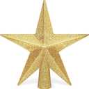 Christmas Tree Topper, 1PCS 4" Gold Glitter Star Tree Topper, 3D Xmas Shatter-Proof Mini Bethlehem Star Tree Topper Decorations, Waterproof Christmas Decor for Holiday Home Outdoor Ornament