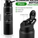 Bokon 24 Pack Thank You Inspirational Gifts Reusable Aluminum Water Bottle Bulk Lightweight Leakproof Metal Sports with Lid for Christmas Gym Camping Hiking Back to School Gift(Colorful,25 oz)