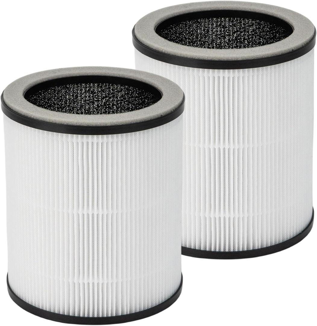 2 Packs P60 True HEPA Replacement Filters Compatible with TPLMB/YARIKI P60 and Vhoiu KJ50 Air Cleaner Purifier, Part # P60-RF, 3-in-1 Filter of Pre-Filter,True HEPA Filter,Activated Carbon Filter
