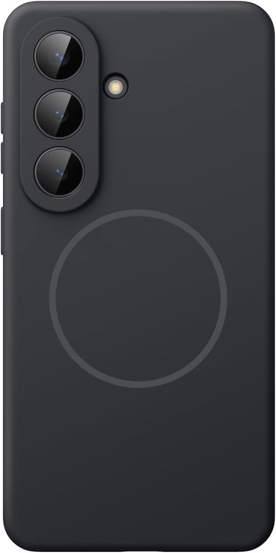 JETech Magnetic Silicone Case for Samsung Galaxy S26 Plus, Compatible with MagSafe, Silky Soft Touch, Shock Absorbing Phone Cover with Camera Lens Protection (Black)