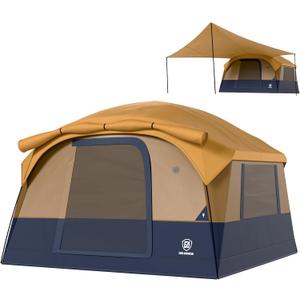 EVER ADVANCED Blackout Design 6 Person Camping Tent with 80 sq.ft Massive Vestibule, Large Mesh Screen Room, 81in Tall Expanded Headroom, Blackout Coating, 4000mm Water-Resistant Compact Orange Black
