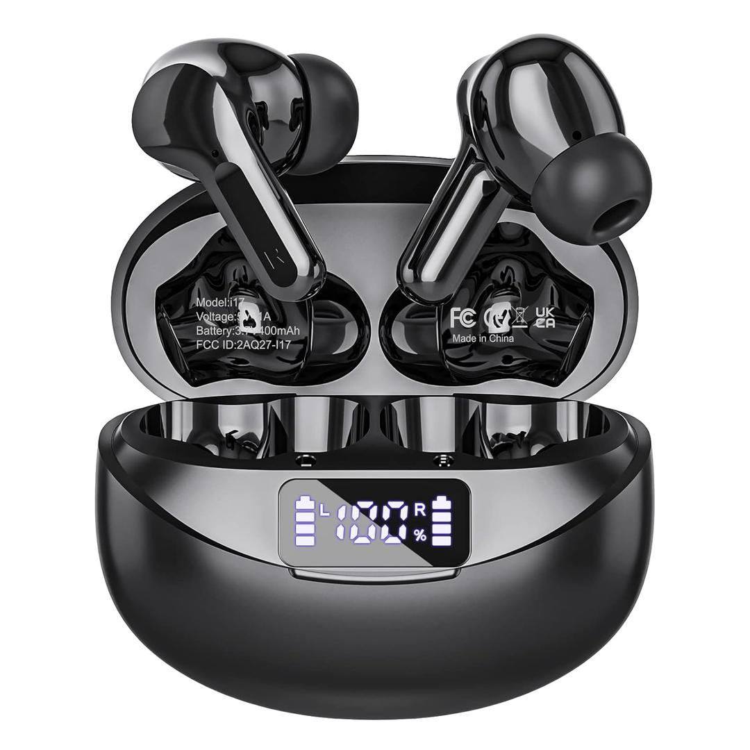 Beniduck Wireless Earbuds Bluetooth 5.3 Headphones HiFi Stereo, Wireless Earphones with Noise Cancelling Mic, 50H Playback Ear Buds with LED Digital Display for iOS/Andriod Rose Gold