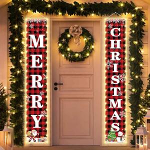 71 x 12 Inches Merry Christmas Lighted Banner for Doorway Porch Yard, Festive Xmas Holiday Theme Decor Outdoor Indoor Front Door Wall Welcome Hanging LED Banner Door Sign Decorations Party Supplies