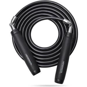 Weighted Jump Rope 1LB for Men & Women - Heavy Duty 11mm Steel Cable, Metal Handles with Smooth Spin, Comfortable Grips & Adjustable Length | Perfect for Muay Thai, MMA & High-Intensity Fitness Workouts (Black)