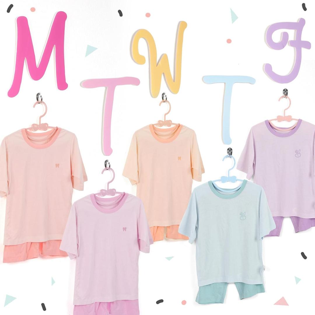 5 Pack Weekly Clothes Organizer for Kids Weekday Clothes Organizer Day of Week School Clothing Storage Daily Wall Storage Monday to Friday Hanging Closet