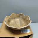 Mela Artisans Scalloped Decorative Wooden Bowl | 12 Inch Mango Wood Fruit & Serving Bowl | Natural Grain Finish | For Kitchen Counter | Snacks | Desserts | Bread | Handcrafted Home Decor (Large (Single))