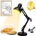 Portable Food Heat Lamp - [Foldable Design] [3S Quickly Heating] Food Warmer Light, Commercial Heat Lamp for Food, Catering Warming Lamp for Parties, Buffet, Pizza, Chicken, Chocolate (Black)