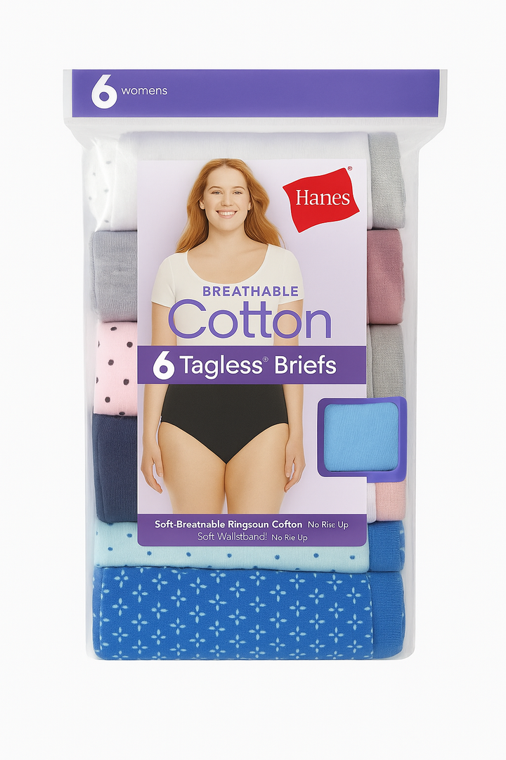 Hanes Women's High-Waisted Brief Panties, 6-Pack, Moisture-Wicking Cotton Brief Underwear (Colors May Vary) (8, Solid/Print Mix)