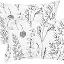 EXQ Home Pillowcase Silky Satin Pillowcase for Hair and Skin, Soft Cooling Printed Pillow Cases Queen Size Set of 2 Satin Pillow Case with Envelope Closure Flowers with White Background