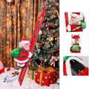Electric Santa Claus Climbing Ladder to Christmas Tree with Music, Hanging Ornaments for Xmas Tree Ornament Indoor