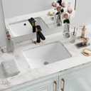 Undermount Bathroom Sink Rectangle, Hugsleek Interior Bowl Size 16 x 11 inch White Porcelain Ceramic Vessel Sink Under Counter Exterior Size 18x13in Rectangular Bath Sink Basin Lavatory Fireclay