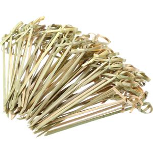 Nuogo 1000 Pcs Bamboo Cocktail Picks 4.13 Inch Bamboo Skewers Fruit Toothpicks for Appetizers Drink Garnish Sticks Handmade Food Pick with Looped Knot for Party Bar Snacks Sandwiches Drinks