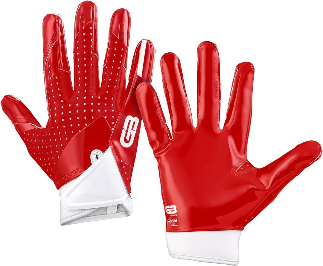 Grip Boost Stealth Solid Color Football Gloves Pro Elite - (Small, Red/White)