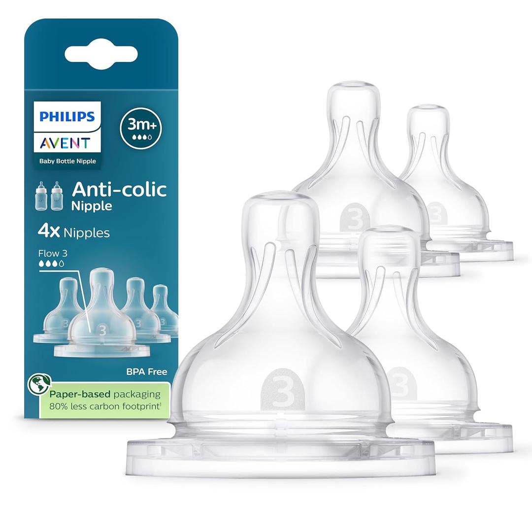 Philips Avent Anti-Colic Nipples - Flow 3, 4-Pack, SCY763/44