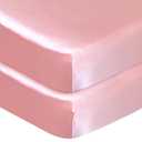 Satin Fitted Soft & Silky Crib Mattress Sheet (52"x28"x8") for Baby Hair & Skin, Pink Satin Baby Sheet, 1 Pack