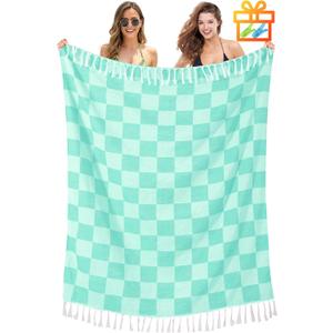 Giant Beach Towel Blanket Autumn Outing Stuff for Women & Men Road Trip Camping Gear Ship Cruise Gear Must Haves Large L Aqua Plain Pattern Yard Mat Airplane Accessories Travel Gadgets